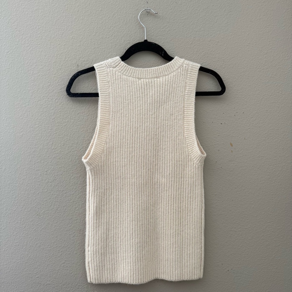 MANGO Tappeito Cotton & Wool Sweater Vest in Light Beige Size Small NWT - Picture 5 of 8
